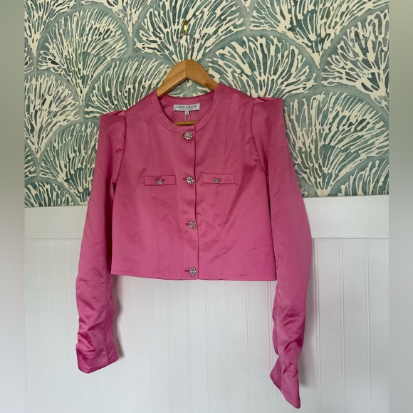 NWT Chloe Colette Jenny Mini Satin Skirt, Juliette Satin Jacket, and Madonna Top - Picture 2 of 11